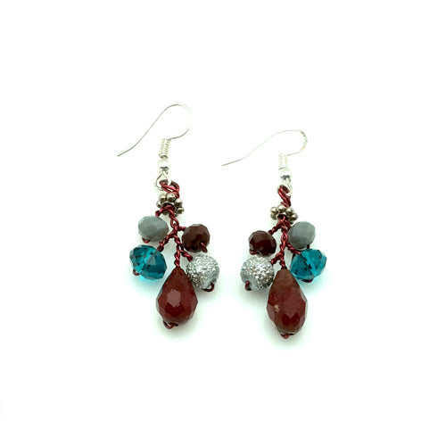 Emerald Red Grey Earrings