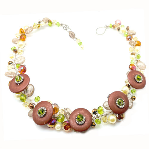 Brown Ceramic disks Necklace