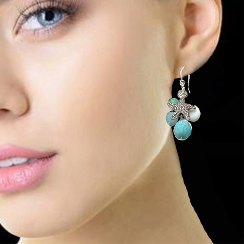 Aqua V Nautical, Matching Earrings Option.