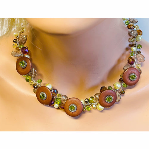 Brown Ceramic disks Necklace