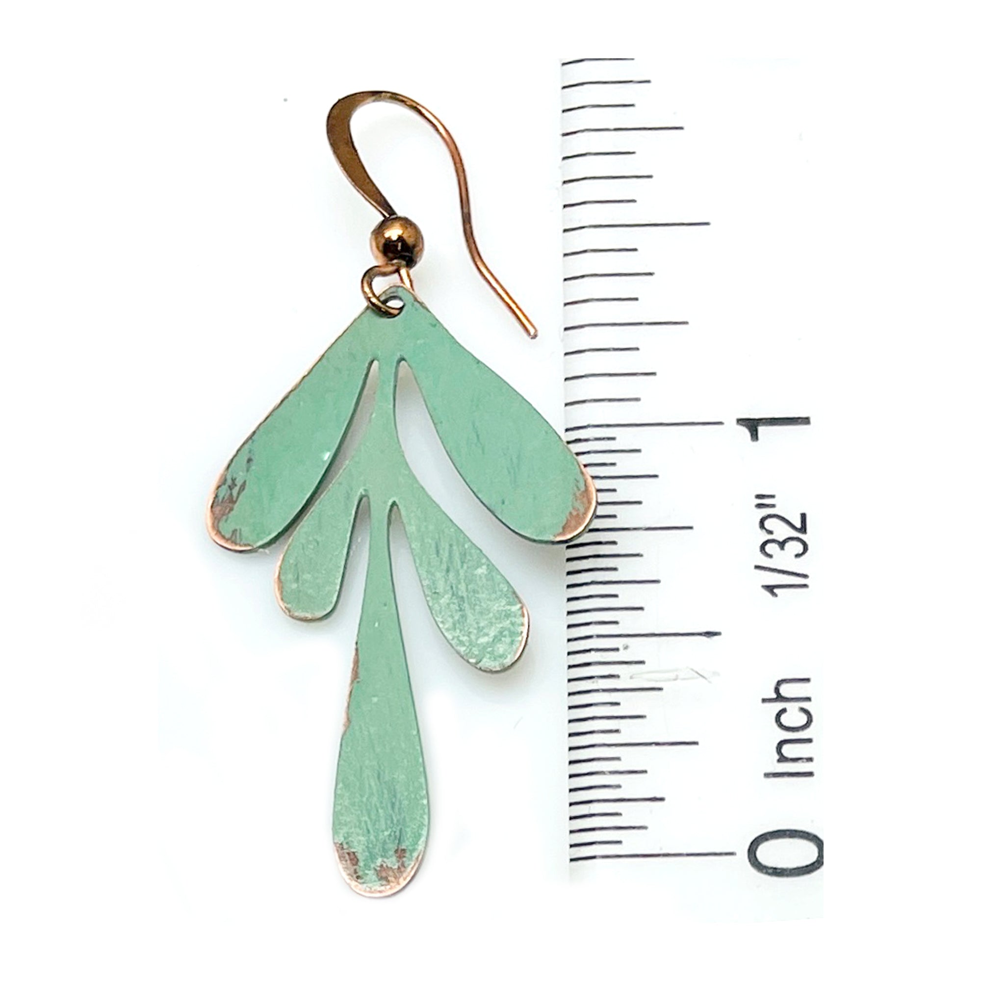 SAGE GREEN COPPER LEAF EARRINGS