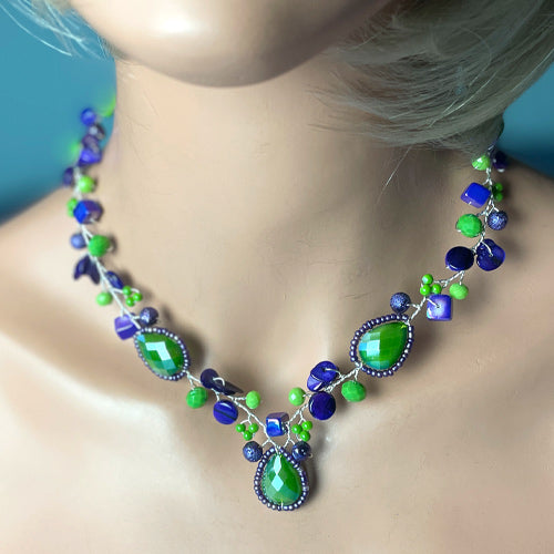 Green Blue Necklace/ matching earrings options