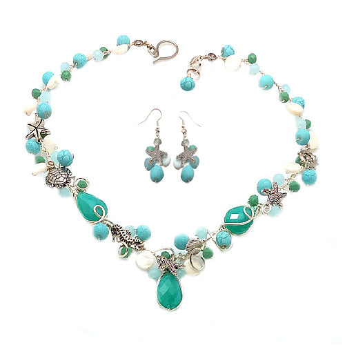 Aqua V Nautical, Matching Earrings Option.