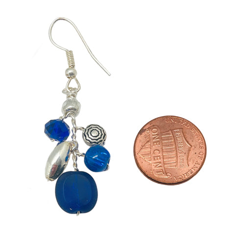 Blue Silver DANGLE Earrings