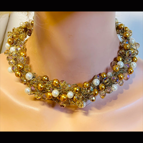 Gold Cream Statement Necklace