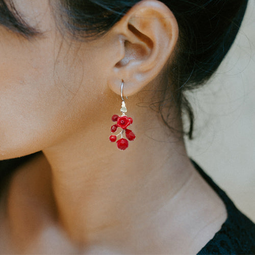 Red Flowers Necklace /Matching Earrings Options.
