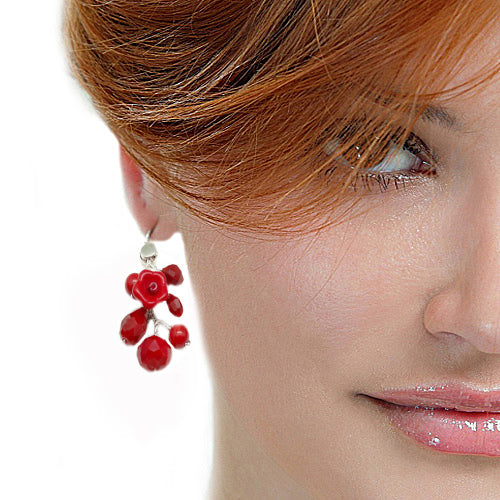 Red Flowers Necklace /Matching Earrings Options.