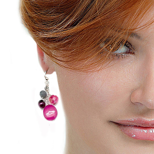 Fuchsia Grey Earrings