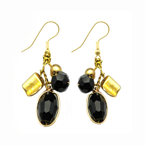 Gold Black Earrings