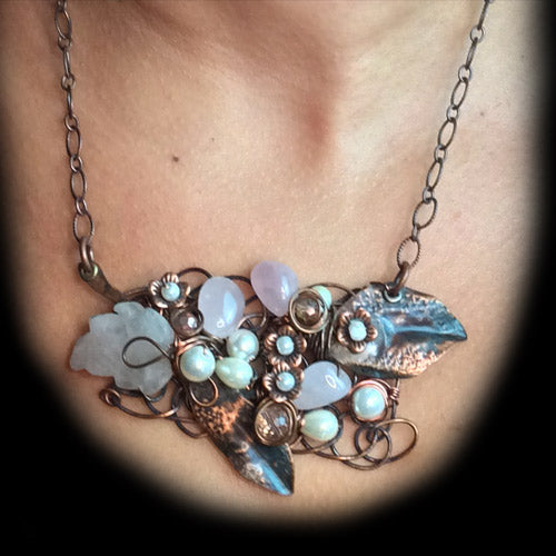 Delicate Rose Quartz Copper Necklace