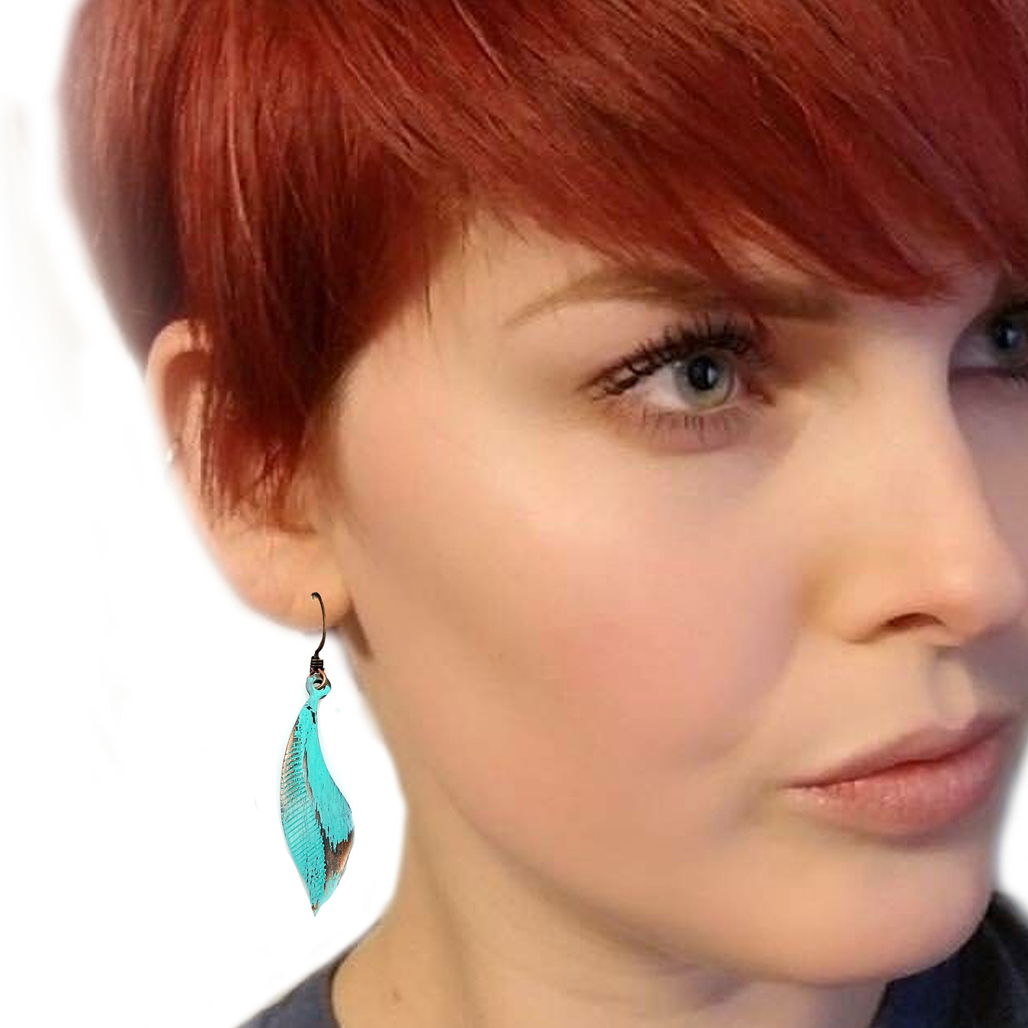 TURQUOISE LEAF EARRINGS