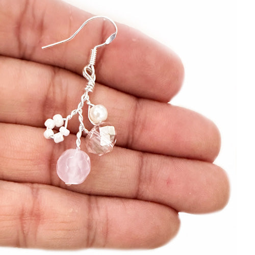 Rose Quartz dangle Earrings.