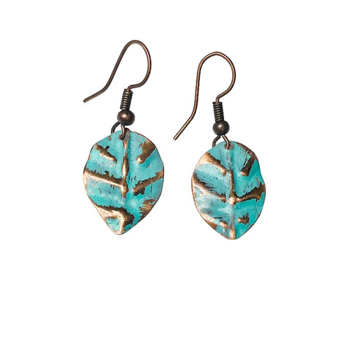 Verdigris dangle patina earrings