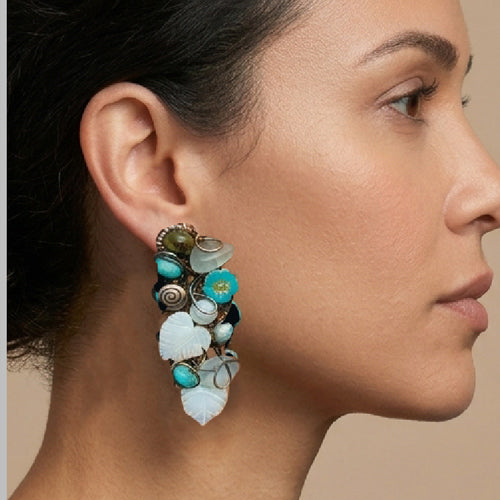 Artisanal Sea Glass & Mother-of-Pearl Cascade Earrings