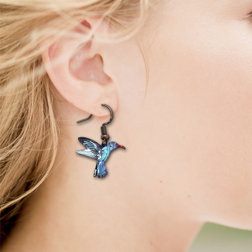 Tiny Hummingbirds copper earrings