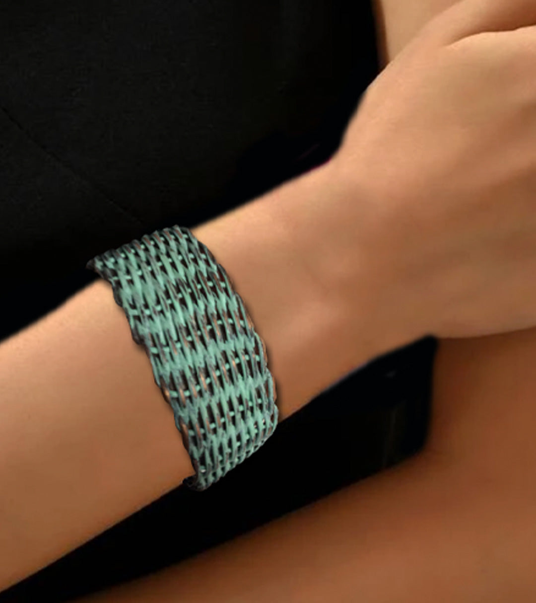 Turquoise Copper Woven Cuff