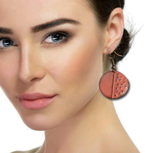 Coral Circle Patina Earrings