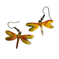 Blue and Yellow dragonflies dangle Earrings