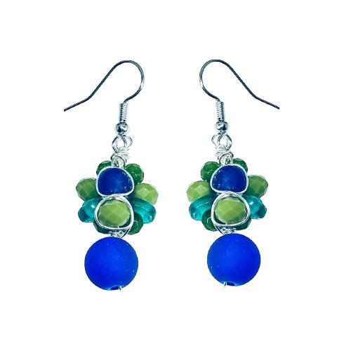 Sea Glass Blue Lime Earrings