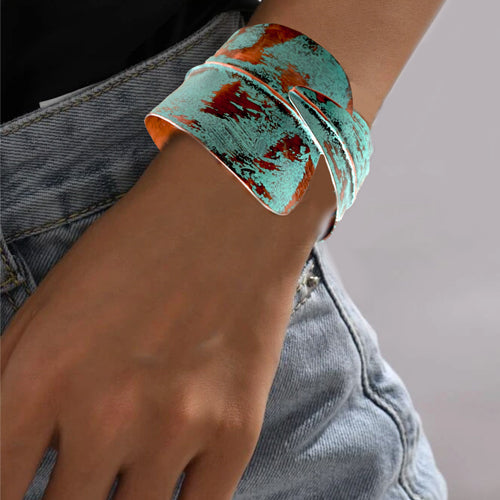 Folding Verdigris green copper bracelet