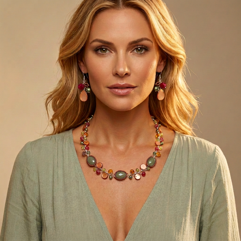 Orange Red Olive Necklace/ Matching Earrings Options