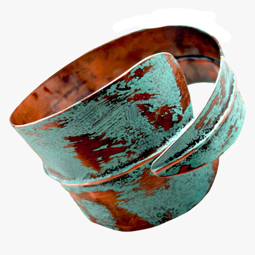 Folding Verdigris green copper bracelet