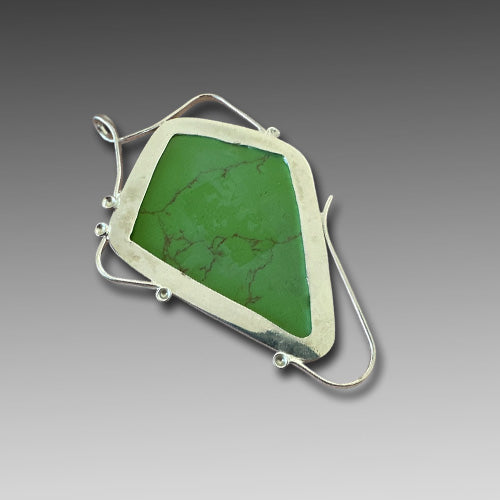 Lg Green Turquoise Cabochon Pendant.