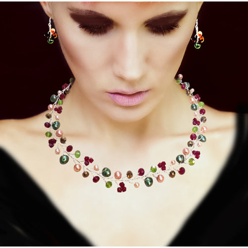 Green Red Necklace/ Matching Bracelet Options.