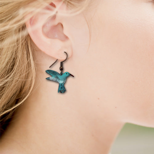 Tiny Hummingbirds copper earrings