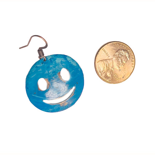 Smiley Face Denim patina earrings