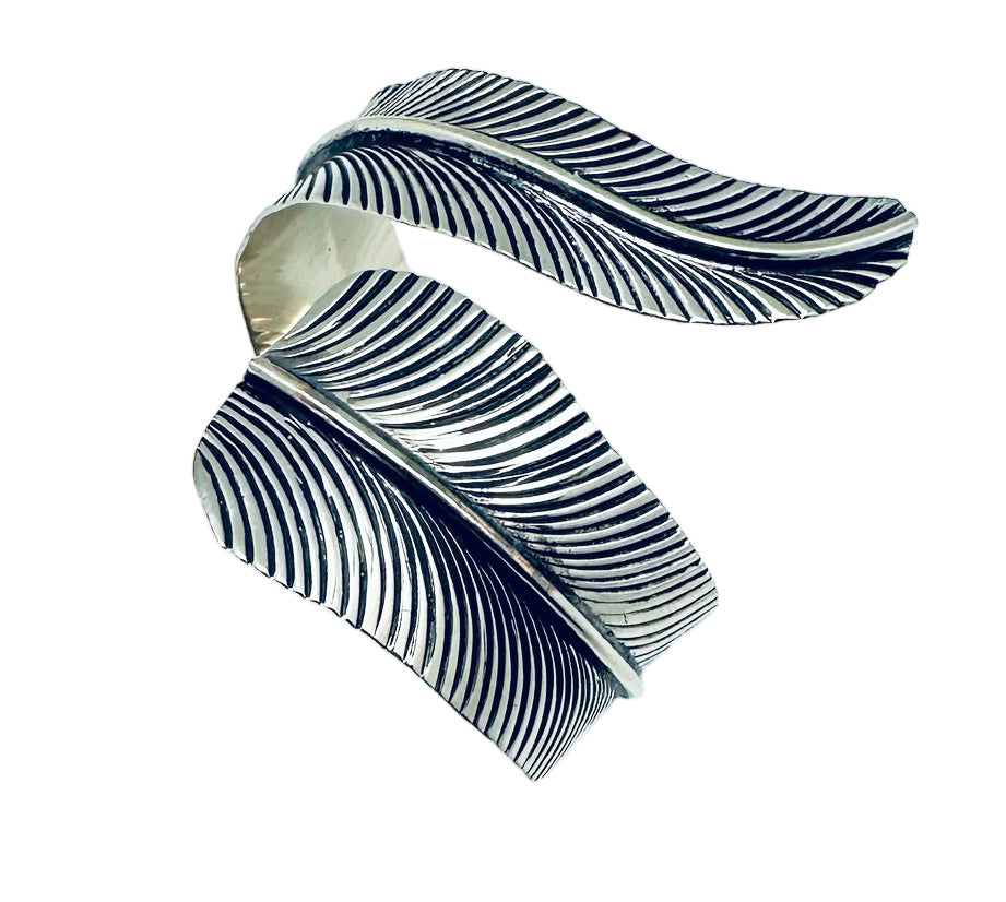 Silver Leaf Contemporary Cuff Bracelet