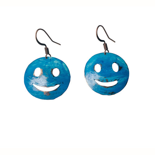 Smiley Face Denim patina earrings