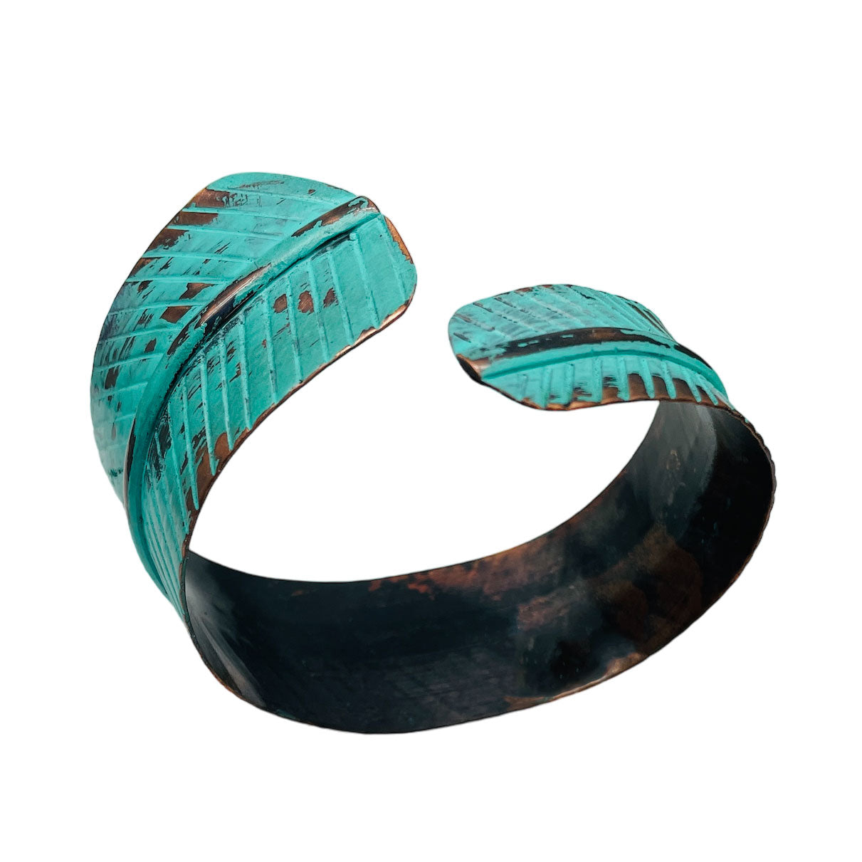 Form-folding Leaf Turquoise Copper Cuff