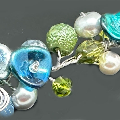 Green Blue White Necklace/ Matching Bracelet Options.