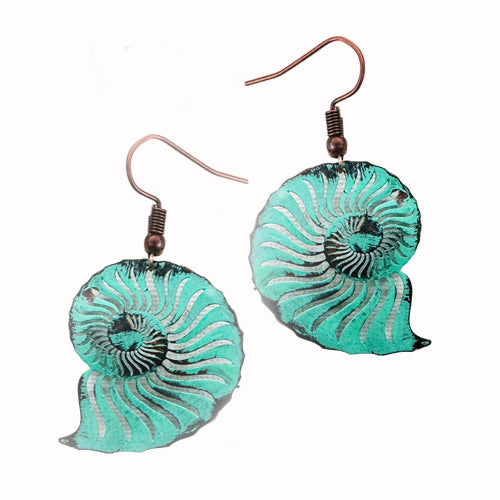Nautilus copper Patina earrings