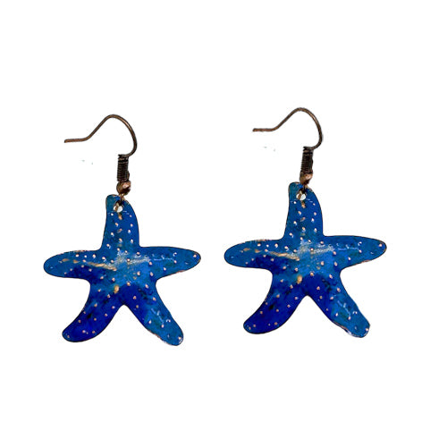Blue Starfish Copper Earrings