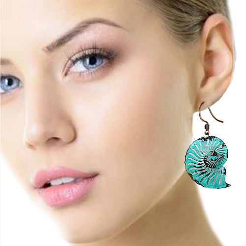 Nautilus copper Patina earrings