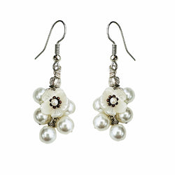 White Pearl flower Earrings