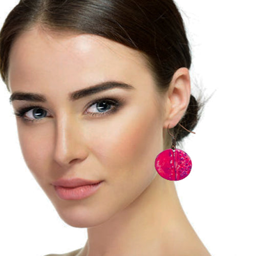 FUCHSIA PINK CIRCLE EARRINGS