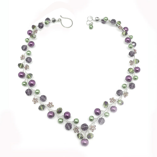Purple & Green Garland Necklace/Earrings option