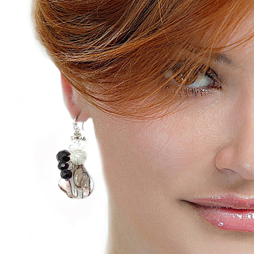 Zebra Black White Dangle Earrings