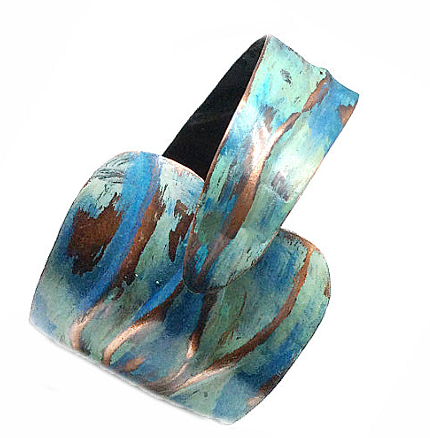 Folding Sage Aqua Patina Cuff