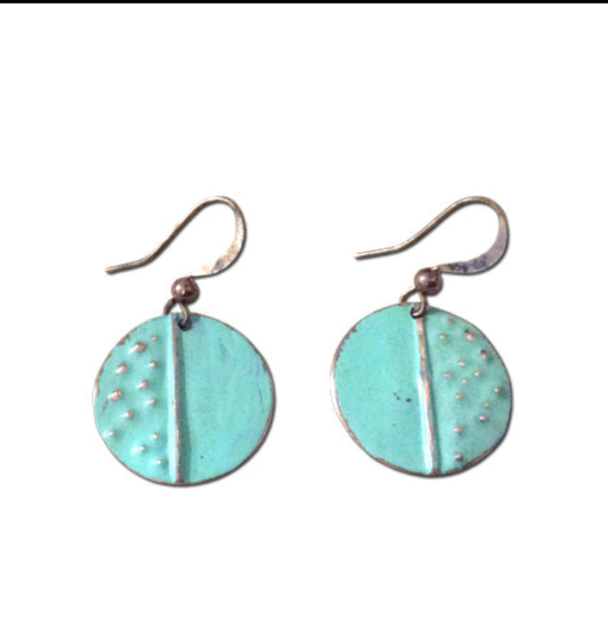 Turquoise Circle Patina Earrings