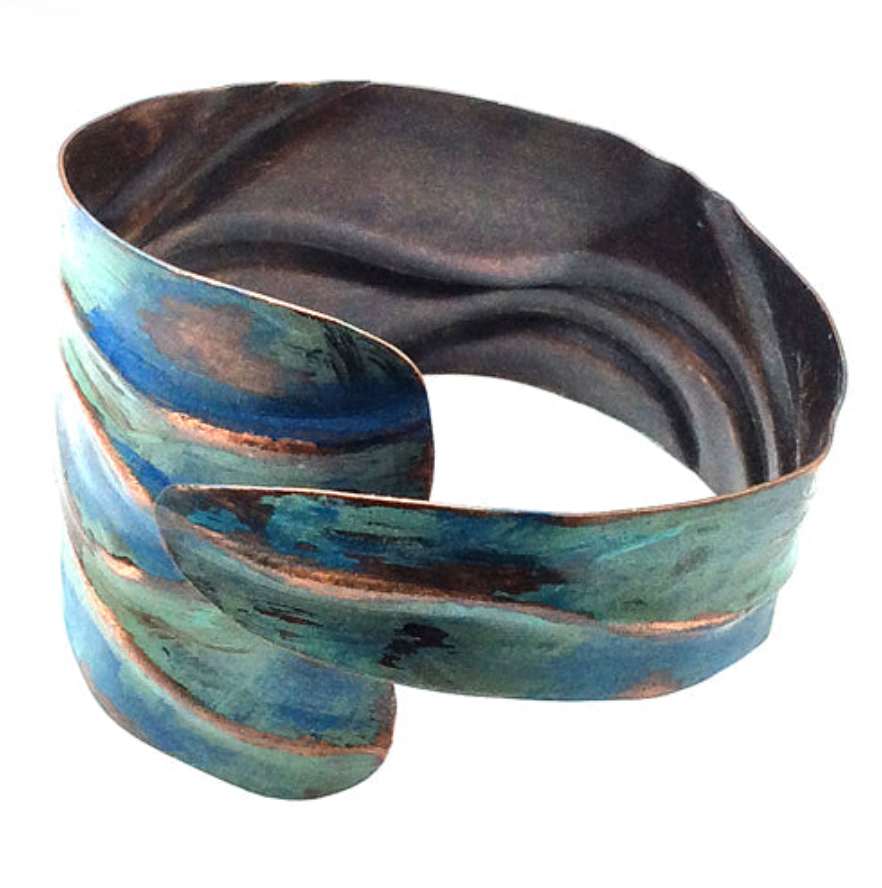 Folding Sage Aqua Patina Cuff