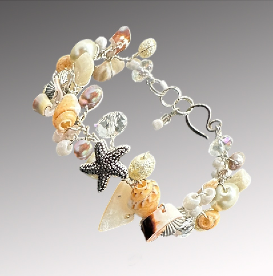 Handcrafted Delicate Seashell & Starfish Necklace and Earring Set