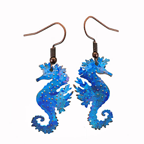 Seahorse copper Patina earrings