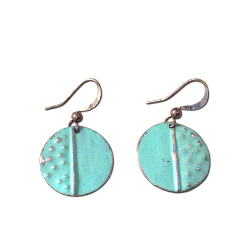 Turquoise Circle Patina Earrings