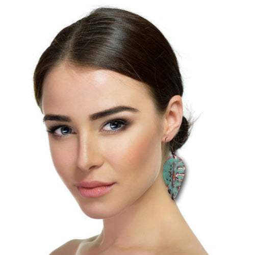 Turquoise Dangle Copper Earrings