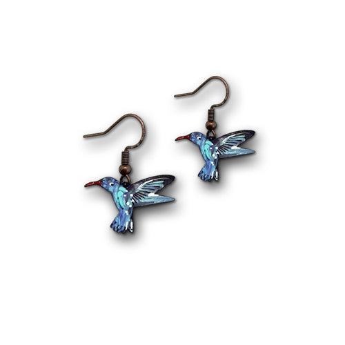 Tiny Hummingbirds copper earrings