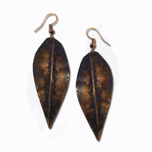 Copper Dangle Leaf Earrings